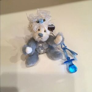 Baby Blue Mohair Bear with Pacificer